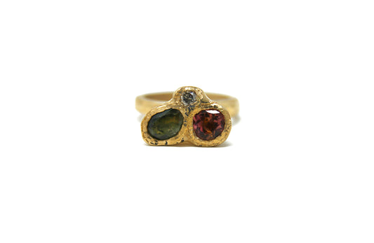 Tourmaline and Diamond Relic Ring