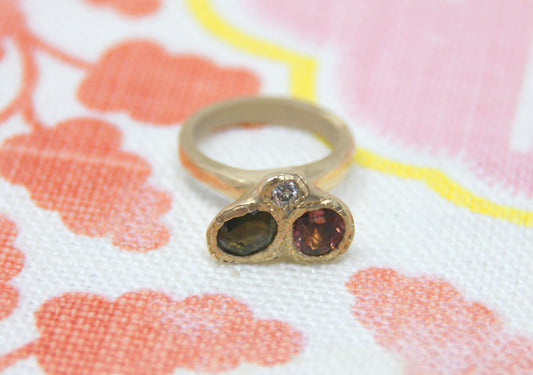 Tourmaline and Diamond Relic Ring