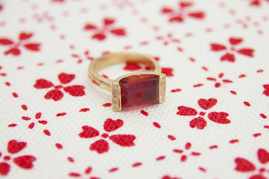 Tourmaline and Diamond Camber Ring