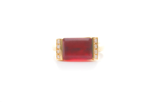 Tourmaline and Diamond Camber Ring